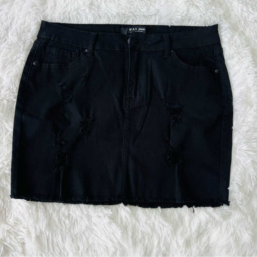 Wax Jean Black Mini Skirt for Casual Wear L